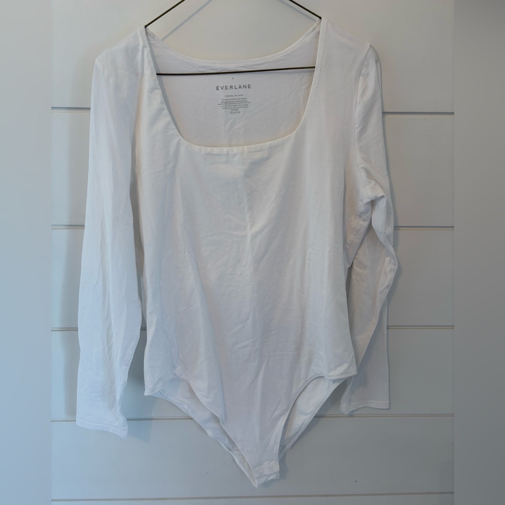 Everlane Women's Cream Long Sleeve Bodysuit